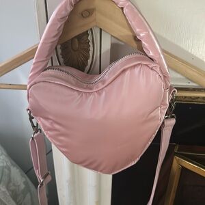 Soft Pink Satin Puffy Heart purse